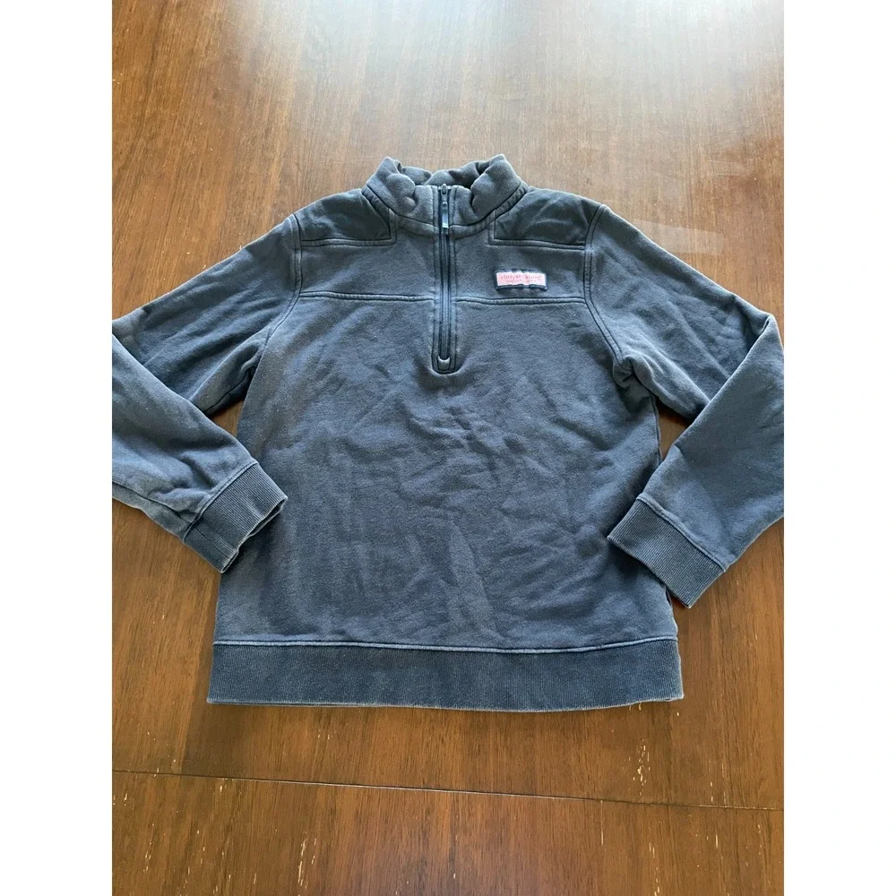 Vineyard Vines Shep Kids‎ 1/4 Zip Pullover Size LG 16 Navy Blue Beach Coastal